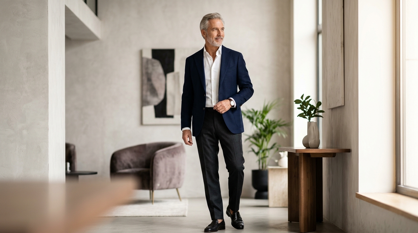 Casual chic para pai do noivo com blazer e calcas elegantes