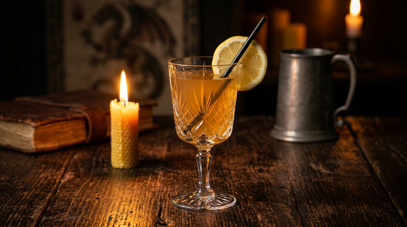Dragonslayer: Misture vodka, suco de limão e um toque de xarope de mel. Decore com uma rodela de limão e um canudo preto.