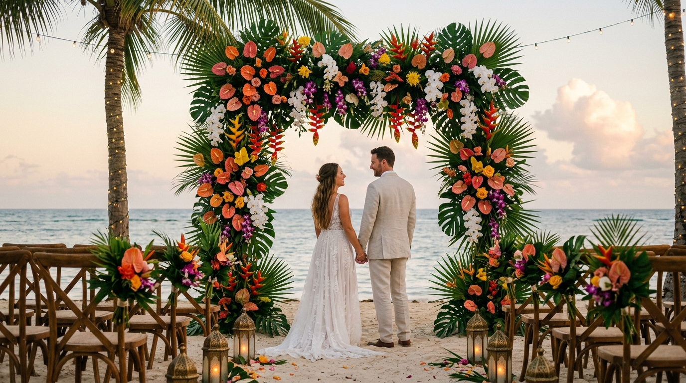 Flores tropicais para um tema caribenho