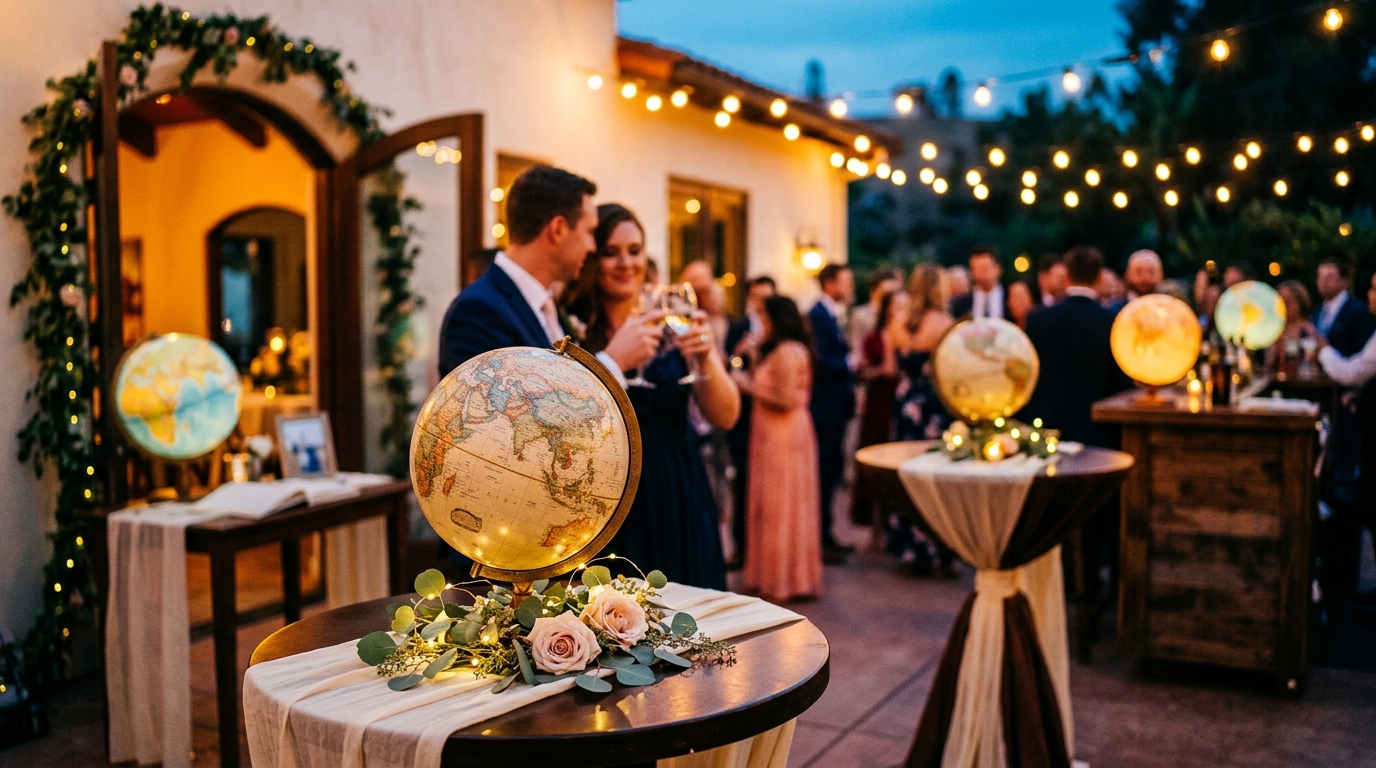 Globos Terrestres em diferentes pontos da festa