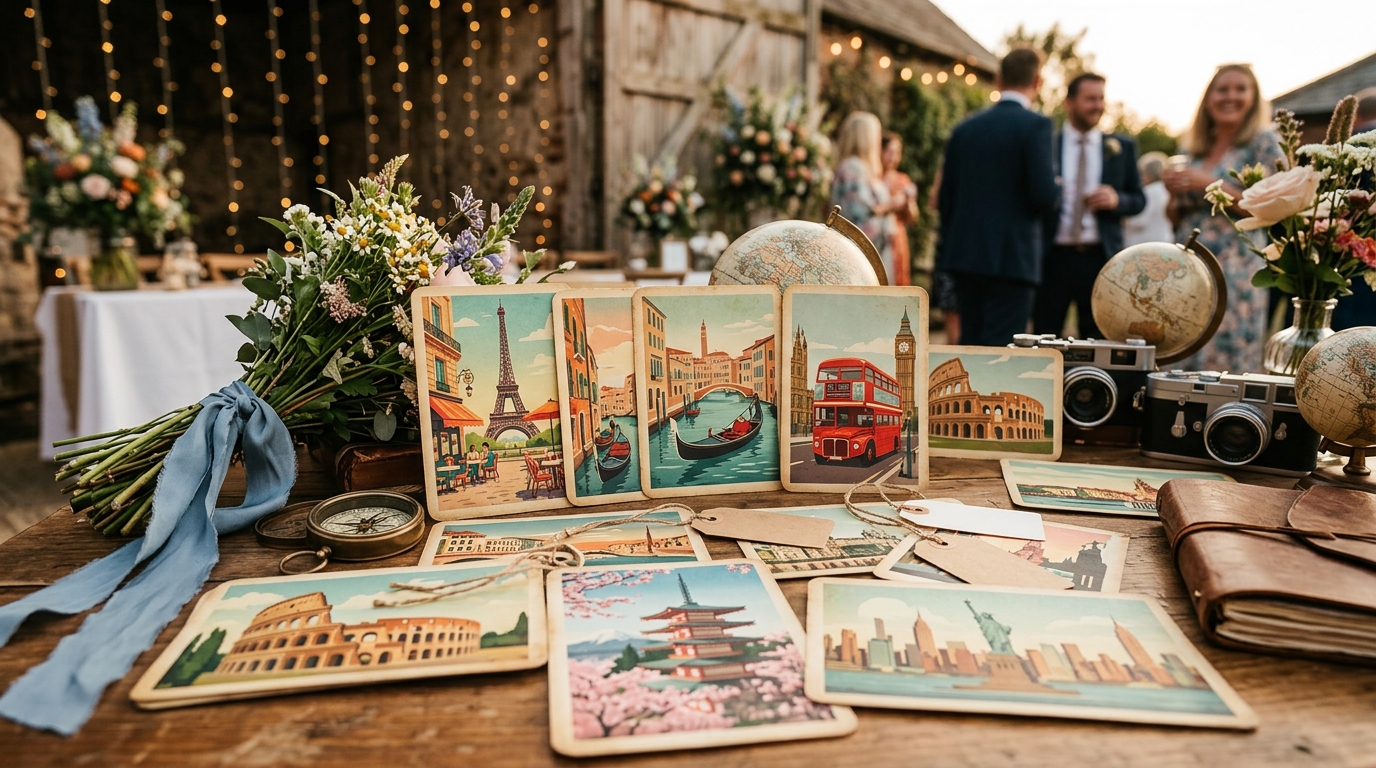 Postais vintage de diferentes países personalizados