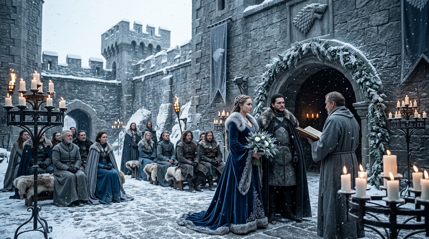 Reinos de Westeros: Decida um reino específico, como Winterfell ou King's Landing, e use elementos visuais desse lugar para criar uma atmosfera única.