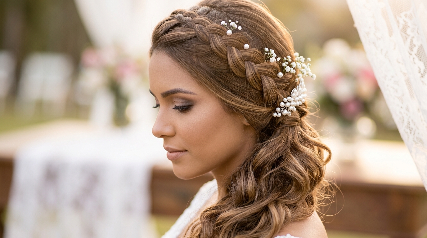 Box braids em rabo de cavalo ultra-alto para casamento