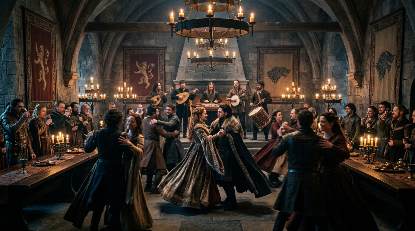 Música e dança em um casamento Game of Thrones