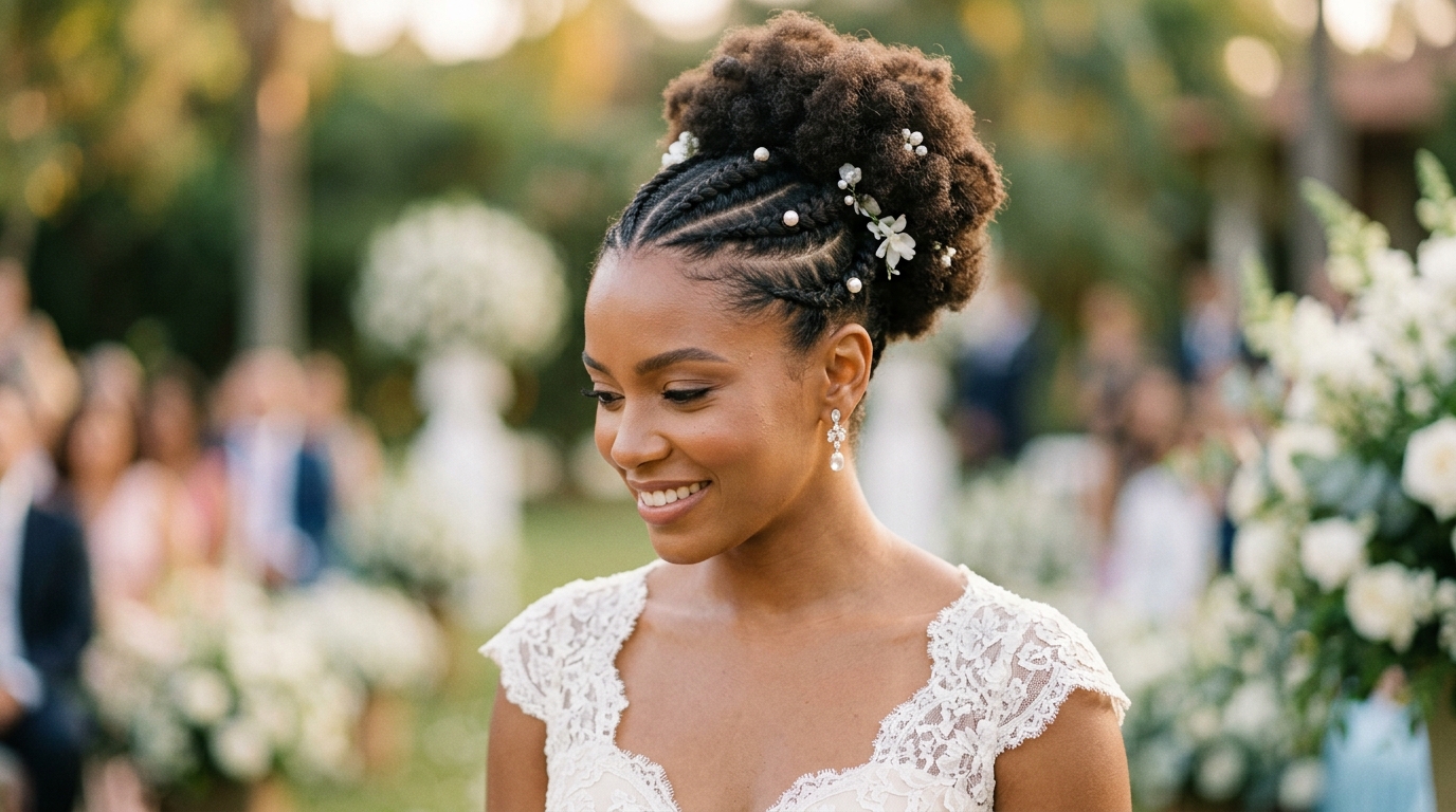 Trança cascata com presilhas de cristal para casamento